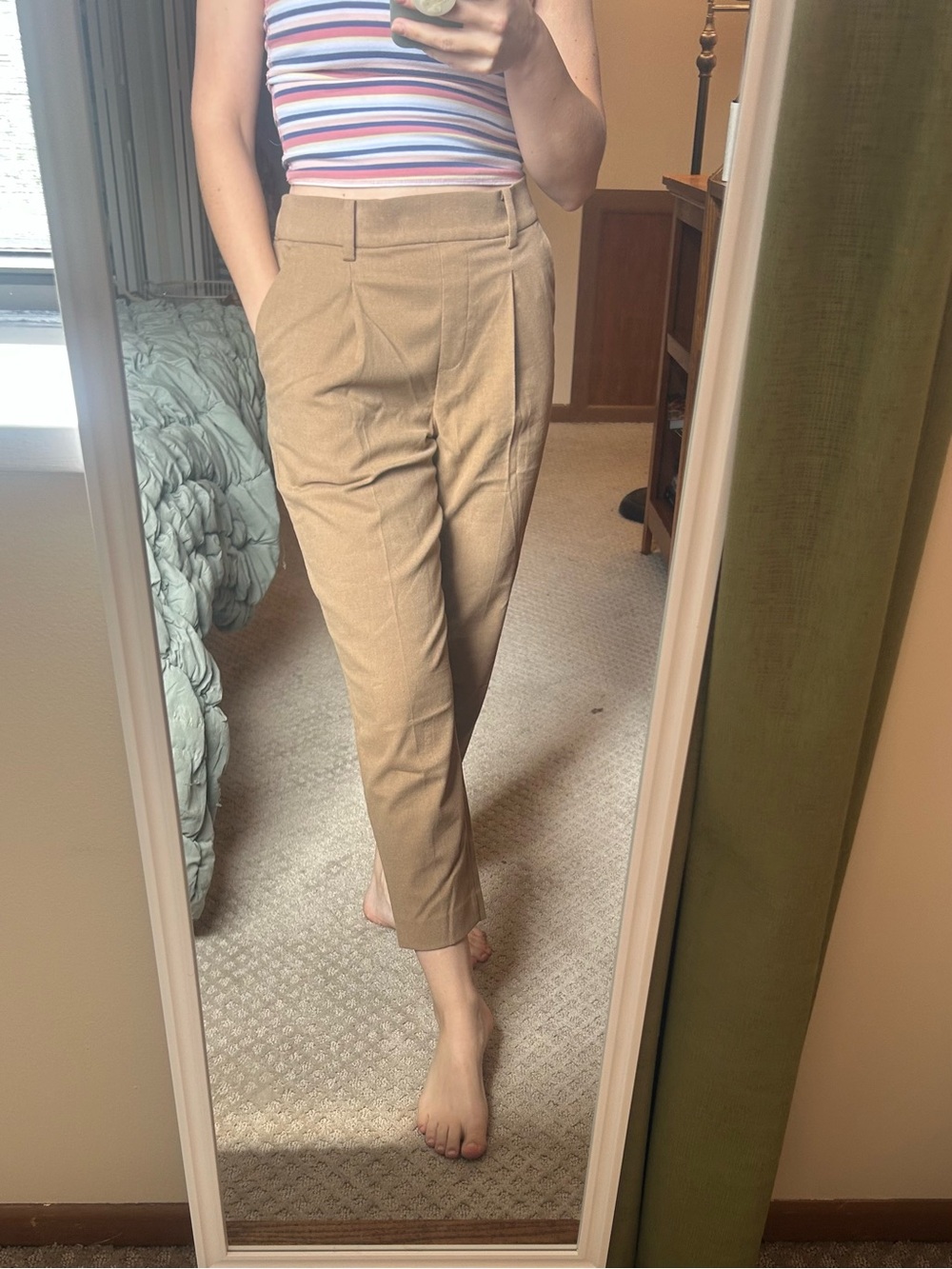 LOFT Tan Tailored Cropped Trousers